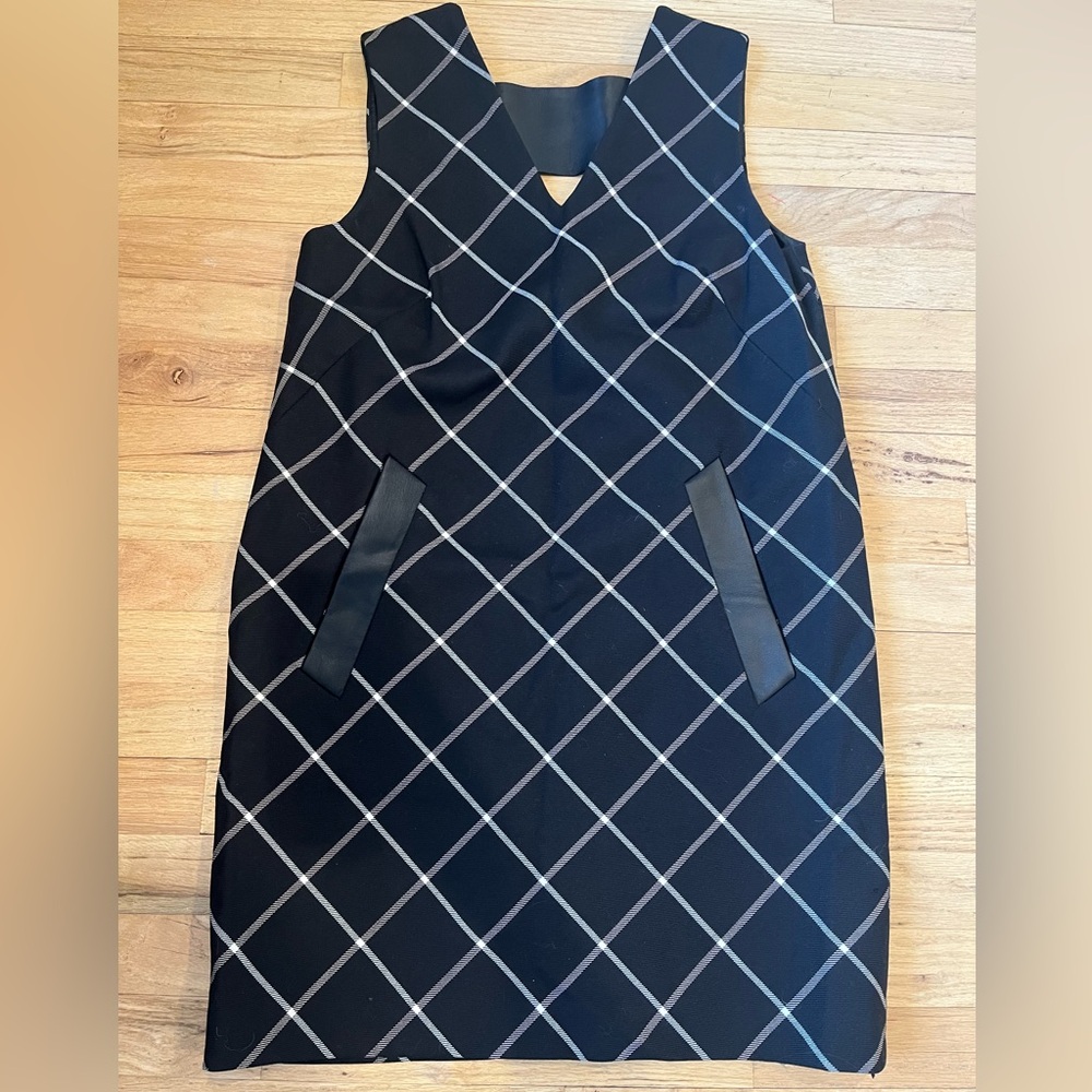 Rag & Bone Phoebe V-Neck Windowpane Shift Mini Dress | Size 8